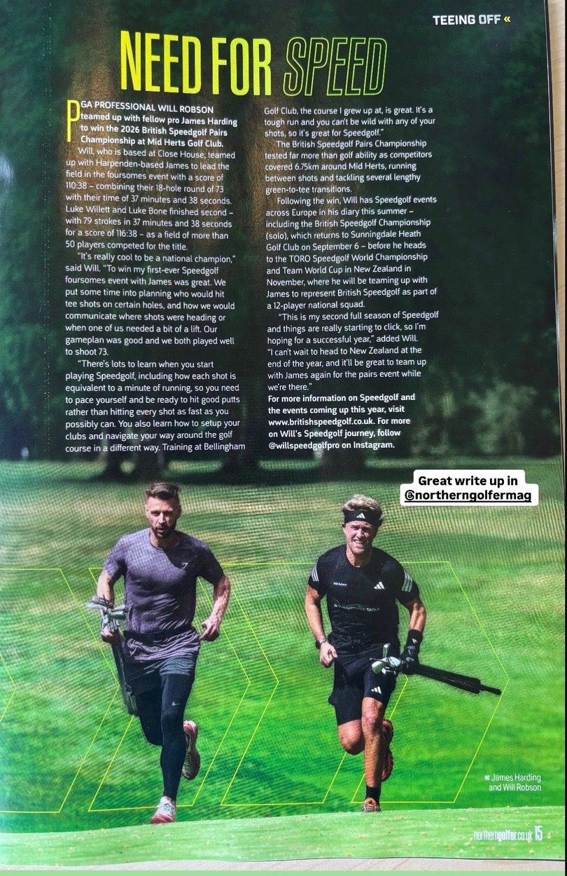 The Northern Golfer magazine feature 'Need for Speed' on the British Speedgolf Pairs win